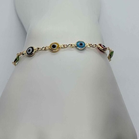 Brazilian 18k Gold filled Adjustable Evil Eye Bracelet - Picture 2 of 7
